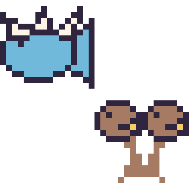 Modèle de pixel art Aquali mini et Doduo mini sur une grille de 32 par 32 cases