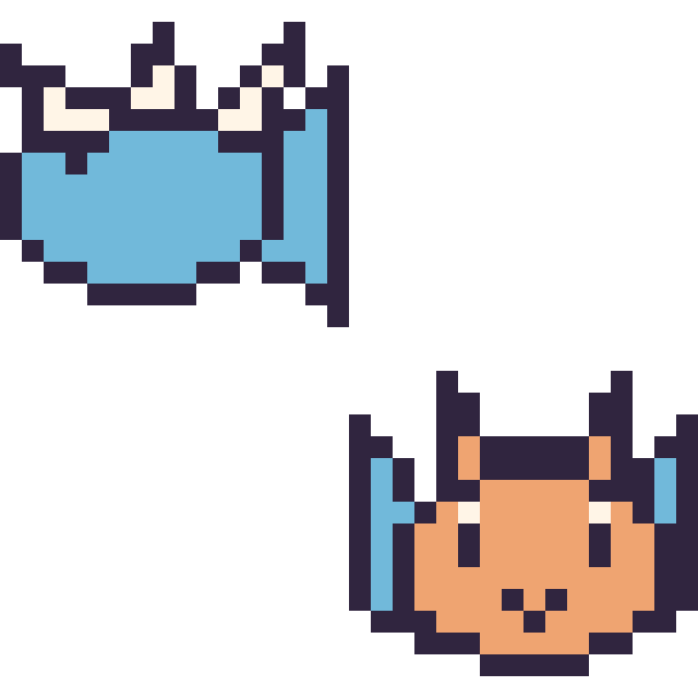 Modèle de pixel art Aquali mini et Dracaufeu mini sur une grille de 32 par 32 cases