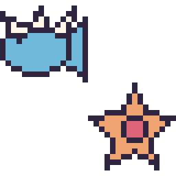 Pixel art Aquali mini et Stari mini, grille 32 × 32