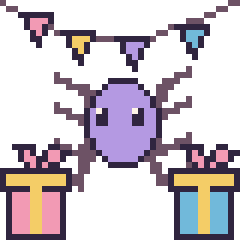 Pixel art Araignée pour un anniversaire, grille 40 × 40
