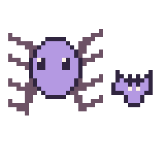 Pixel art Araignée et Chauve-souris simple 10 × 10, grille 40 × 40