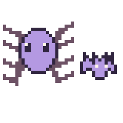 Pixel art Araignée et Chauve-souris simple 12 × 12, grille 40 × 40