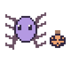 Pixel art Araignée et Citrouille d'Halloween simple 10 × 10, grille 40 × 40