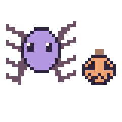 Pixel art Araignée et Citrouille d'Halloween simple 12 × 12, grille 40 × 40