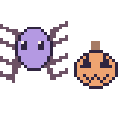 Pixel art Araignée et Citrouille d'Halloween simple 16 × 16, grille 40 × 40