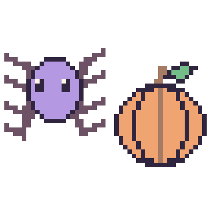 Modèle de pixel art Araignée et Citrouille sur une grille de 48 par 48 cases