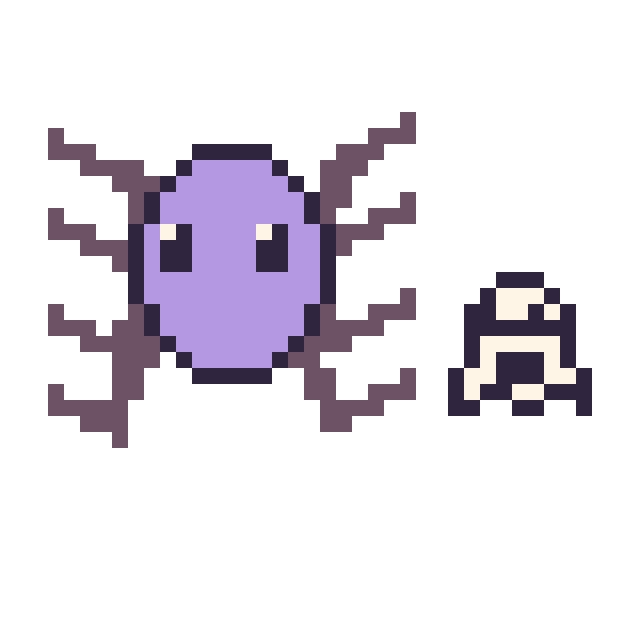 Modèle de pixel art Araignée et Fantôme simple 10 × 10 sur une grille de 40 par 40 cases