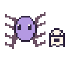 Pixel art Araignée et Fantôme simple 12 × 12, grille 40 × 40