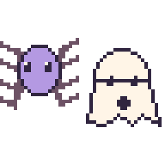Pixel art Araignée et Fantôme, grille 48 × 48