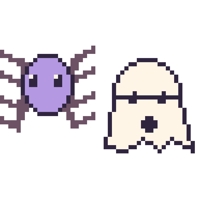 Modèle de pixel art Araignée et Fantôme sur une grille de 48 par 48 cases