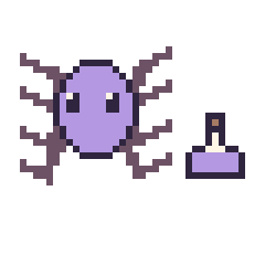 Pixel art Araignée et Potion simple 10 × 10, grille 40 × 40