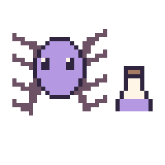 Pixel art Araignée et Potion simple 12 × 12, grille 40 × 40