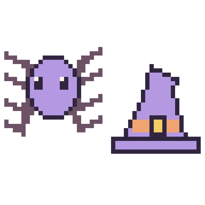 Modèle de pixel art Araignée et Chapeau de sorcière pointu sur une grille de 48 par 48 cases