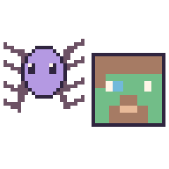 Pixel art Araignée et Zombie Minecraft, grille 48 × 48