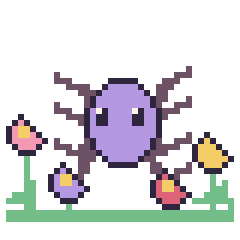 Pixel art Araignée dans le jardin, grille 40 × 40