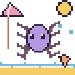 Pixel art Araignée à la plage, grille 40 × 40