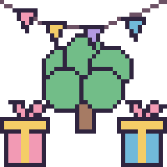 Pixel art Arbre pour un anniversaire, grille 40 × 40