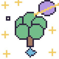 Pixel art Arbre dans l’espace, grille 40 × 40