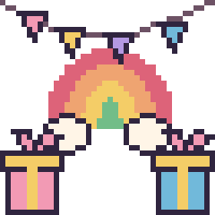 Pixel art Arc-en-ciel pour un anniversaire, grille 40 × 40