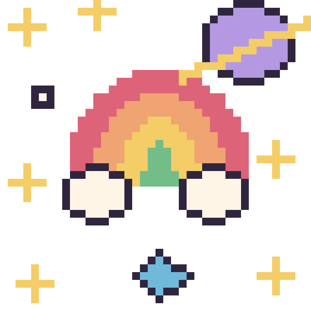 Modèle de pixel art Arc-en-ciel dans l’espace sur une grille de 40 par 40 cases