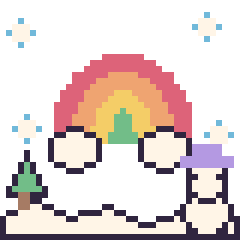 Pixel art Arc-en-ciel en hiver, grille 40 × 40