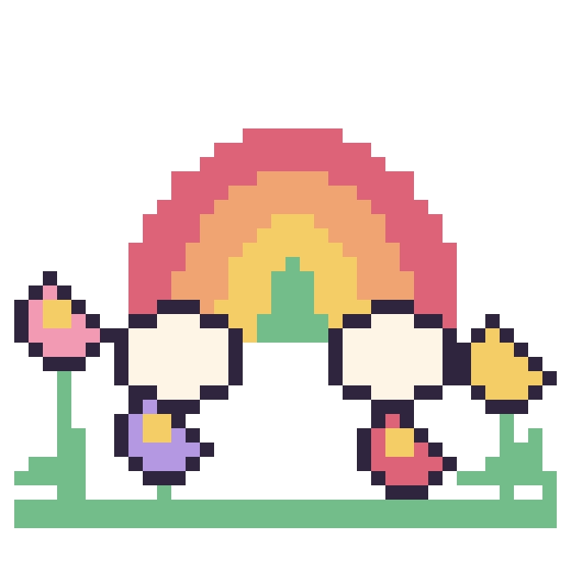 Modèle de pixel art Arc-en-ciel dans le jardin sur une grille de 40 par 40 cases
