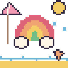 Pixel art Arc-en-ciel à la plage, grille 40 × 40