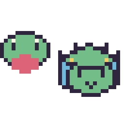 Pixel art Arcko mini et Fantyrm mini, grille 32 × 32