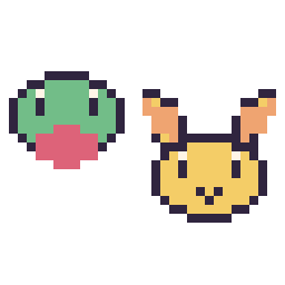 Pixel art Arcko mini et Feunnec mini, grille 32 × 32