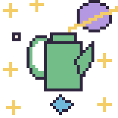 Pixel art Arrosoir dans l’espace, grille 40 × 40