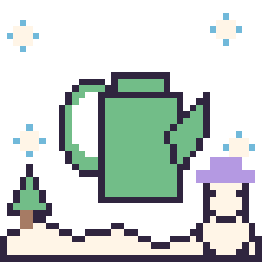Pixel art Arrosoir en hiver, grille 40 × 40