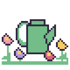 Pixel art Arrosoir dans le jardin, grille 40 × 40