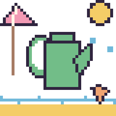 Pixel art Arrosoir à la plage, grille 40 × 40