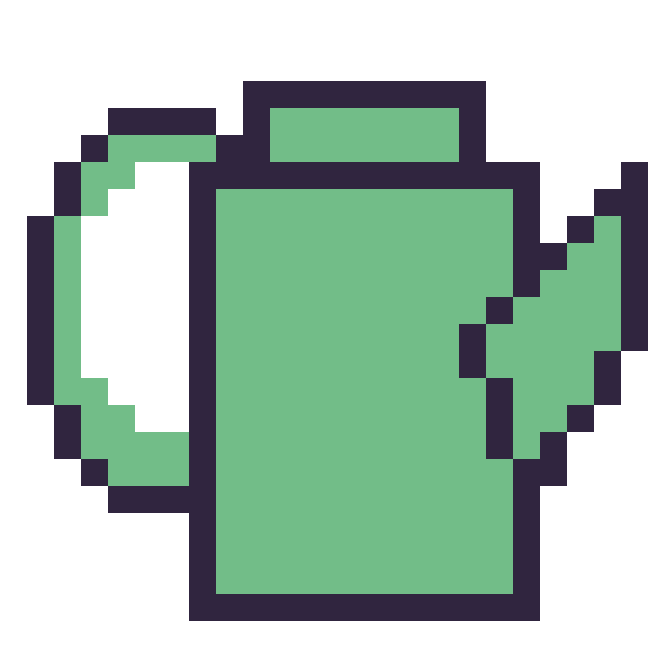 Modèle de pixel art Arrosoir sur une grille de 24 par 24 cases