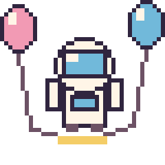 Pixel art Astronaute avec des ballons, grille 40 × 40