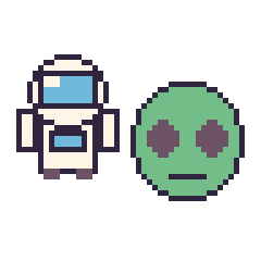 Pixel art Astronaute et Alien, grille 48 × 48