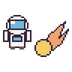Pixel art Astronaute et Comète, grille 48 × 48