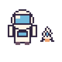 Pixel art Astronaute et Fusée simple 10 × 10, grille 40 × 40