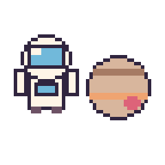 Pixel art Astronaute et Jupiter, grille 48 × 48