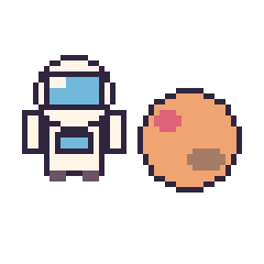 Pixel art Astronaute et Mars, grille 48 × 48