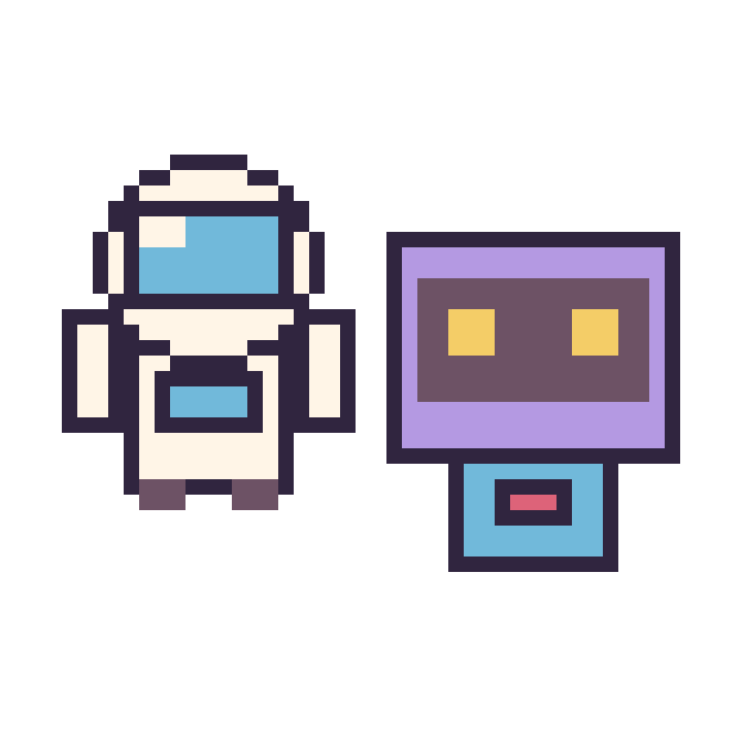 Modèle de pixel art Astronaute et Robot rétro sur une grille de 48 par 48 cases