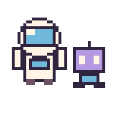 Pixel art Astronaute et Robot simple 16 × 16, grille 40 × 40