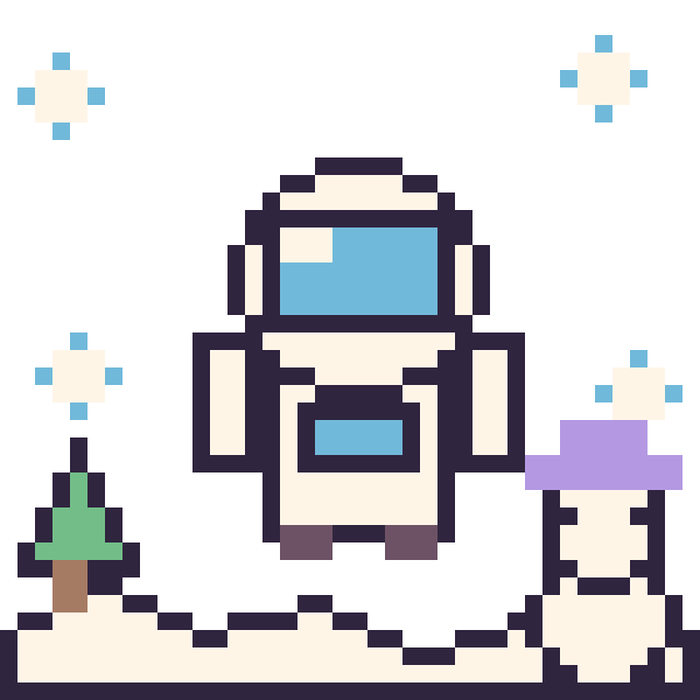 Modèle de pixel art Astronaute en hiver sur une grille de 40 par 40 cases