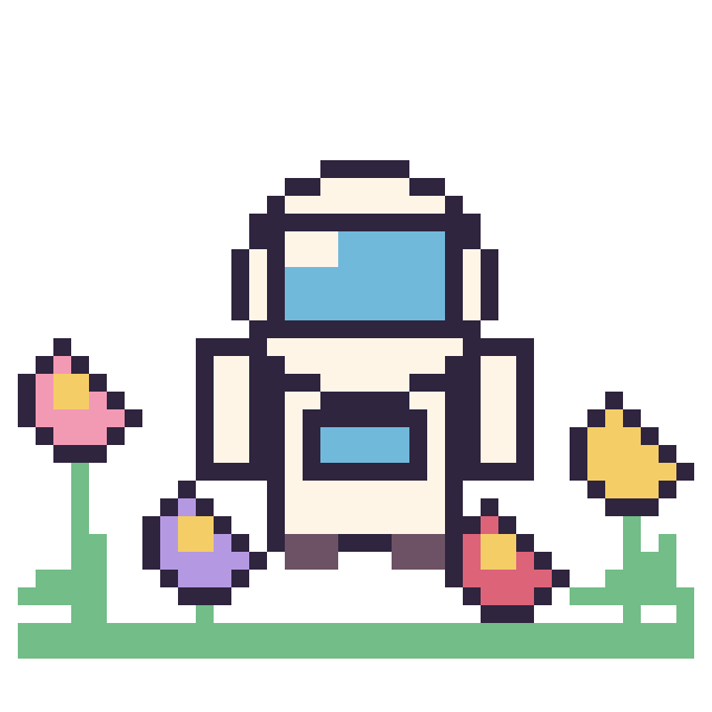 Modèle de pixel art Astronaute dans le jardin sur une grille de 40 par 40 cases