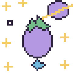 Pixel art Aubergine dans l’espace, grille 40 × 40