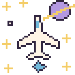 Pixel art Avion dans l’espace, grille 40 × 40