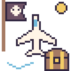 Pixel art Avion en aventure pirate, grille 40 × 40