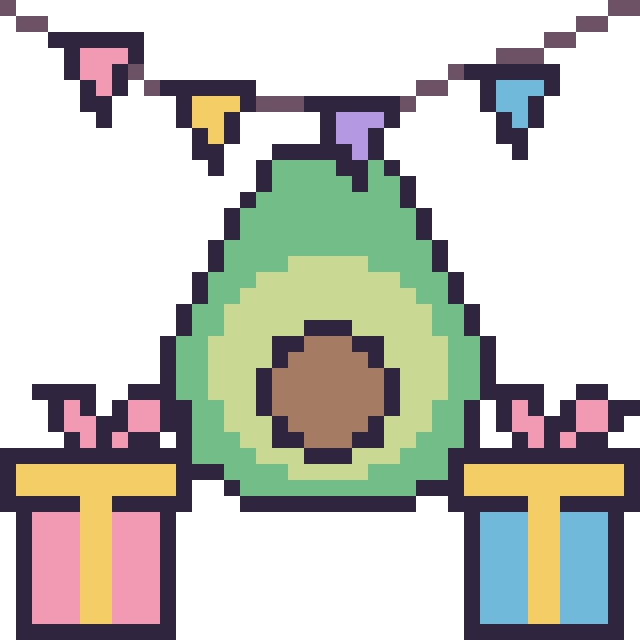 Modèle de pixel art Avocat pour un anniversaire sur une grille de 40 par 40 cases