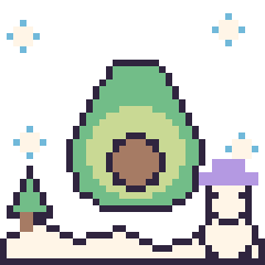 Pixel art Avocat en hiver, grille 40 × 40