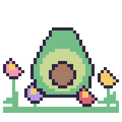 Pixel art Avocat dans le jardin, grille 40 × 40
